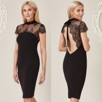 Stephanie Pratt For Goddiva Lace Back Dress Black